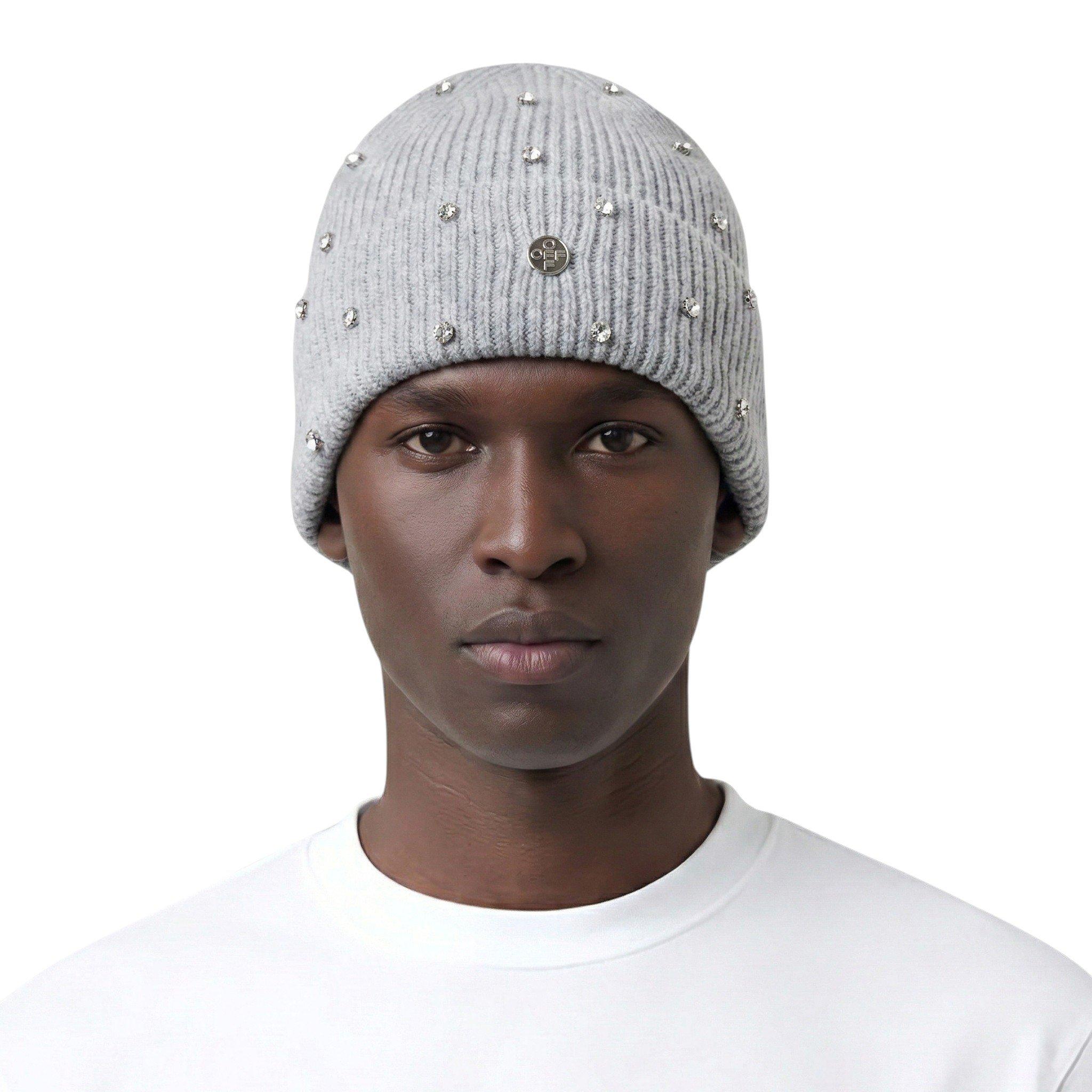 L/AB c/o Off-White Off Metal Logo & Rhinestones Beanie - Grey - GREY